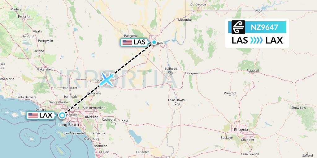 NZ9647 Air New Zealand Flight Map: Las Vegas to Los Angeles