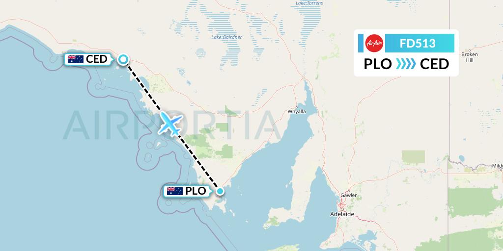 FD513 Thai AirAsia Flight Map: Port Lincoln to Ceduna