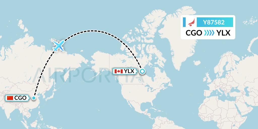 Y87582 Yangtze River Express Flight Map: Zhengzhou to Long Point