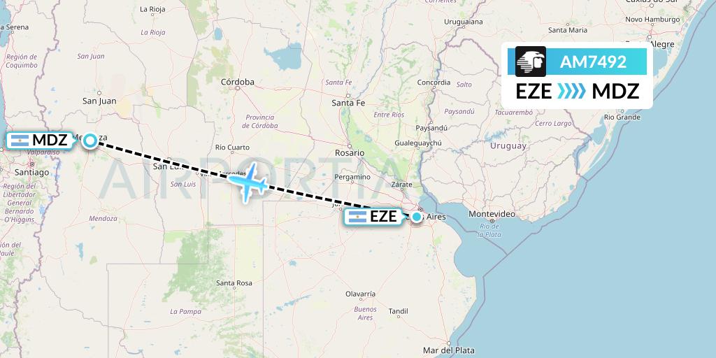 AM7492 Aeromexico Flight Map: Buenos Aires to Mendoza