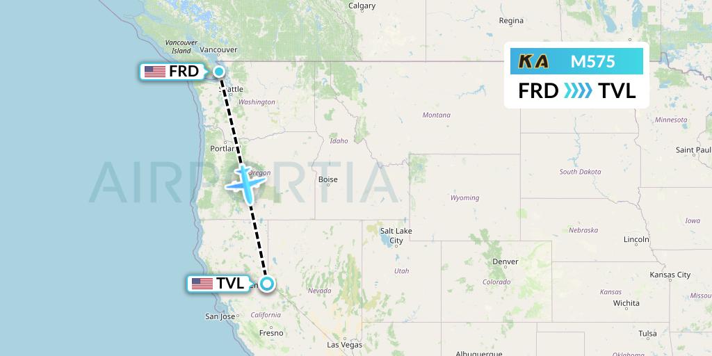 M575 Kenmore Air Flight Map: Friday Harbor to South Lake Tahoe