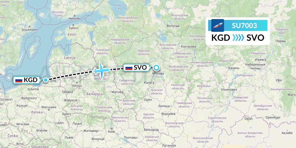 SU7003 Aeroflot Flight Map: Kaliningrad to Moscow