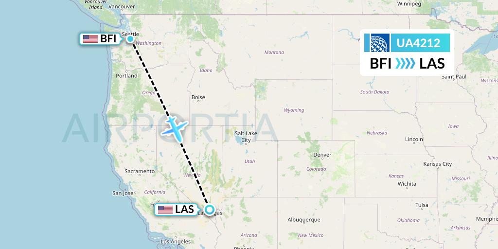 UA4212 United Airlines Flight Map: Seattle to Las Vegas