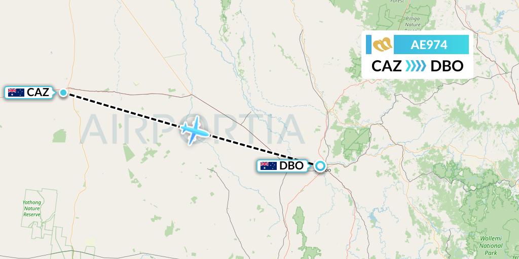 AE974 Mandarin Airlines Flight Map: Australia to Dubbo