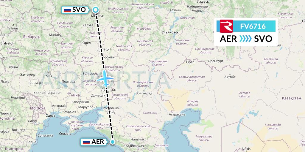 FV6716 Rossiya Flight Map: Sochi to Moscow