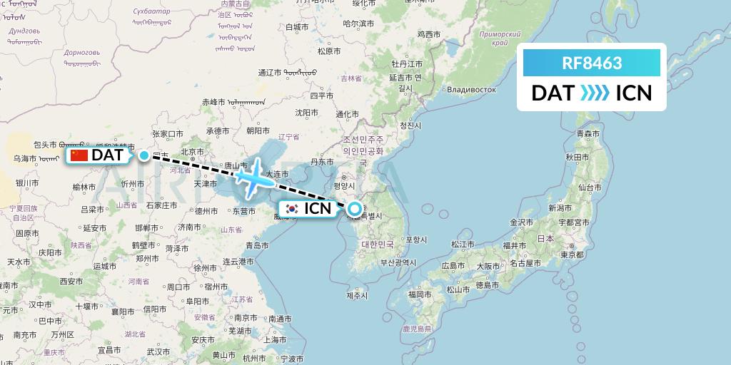 RF8463 Aero K Airlines Flight Map: Datong to Seoul