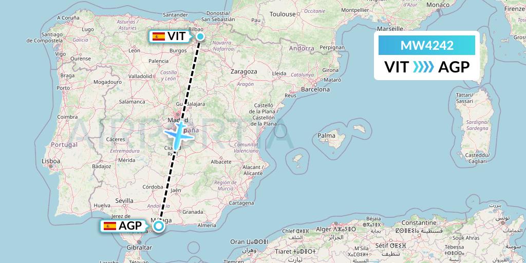 MW4242 Mokulele Flight Service Flight Map: Vitoria to Malaga