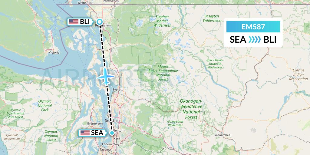 EM587 Empire Airlines Flight Map: Seattle to Bellingham