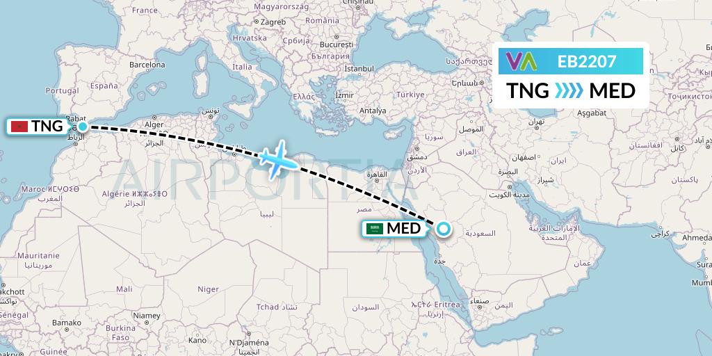 EB2207 Wamos Air Flight Map: Tangier to Medina