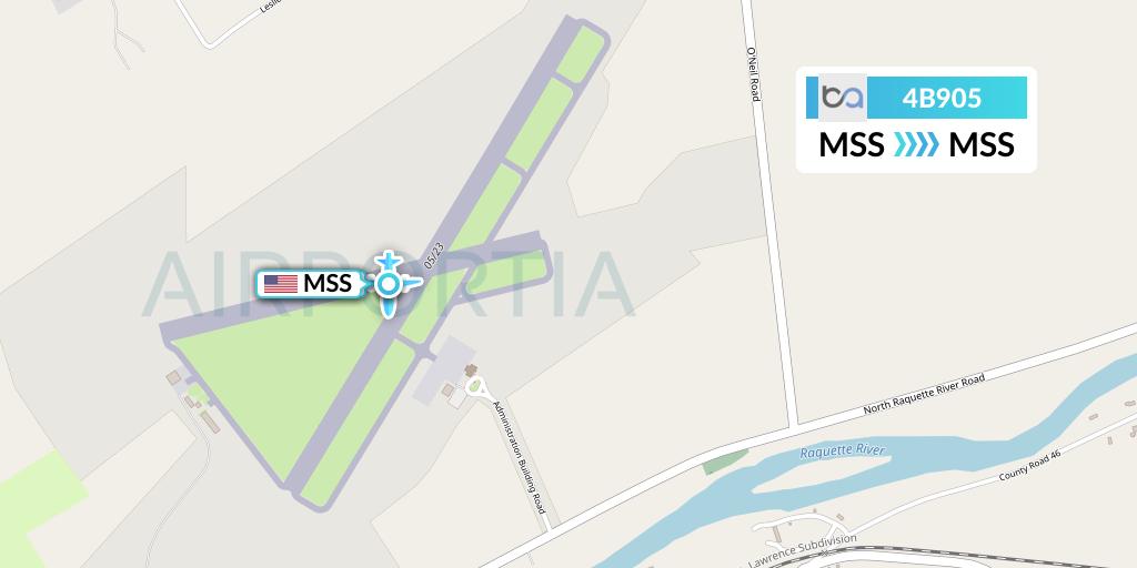 4B905 Boutique Air Flight Map: Massena to Massena