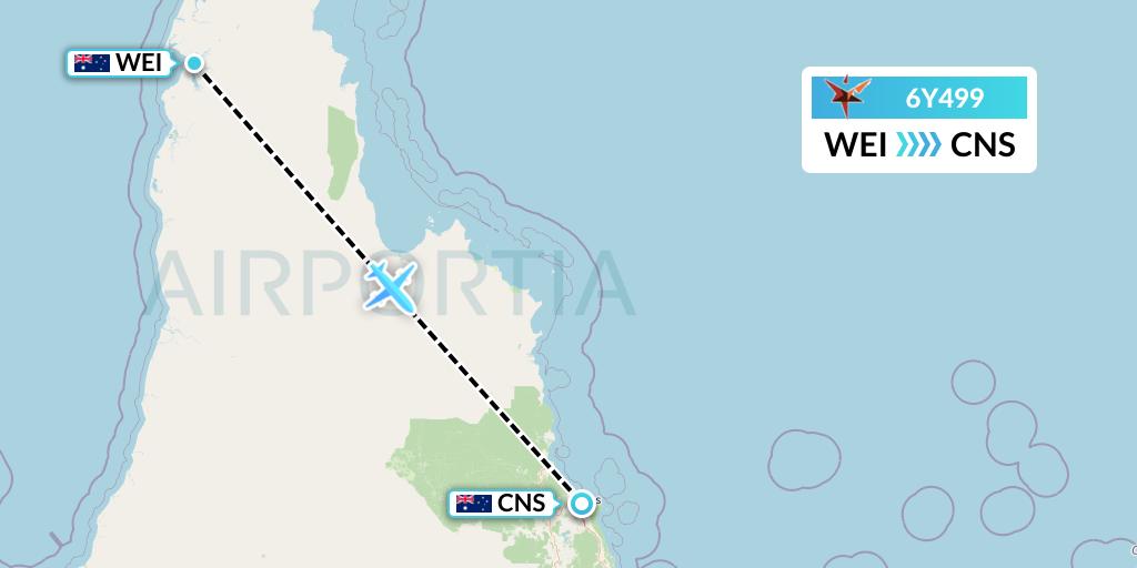6Y499 SmartLynx Flight Map: Weipa to Cairns