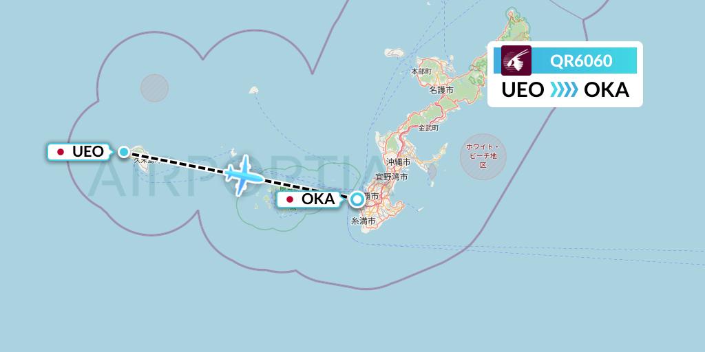 QR6060 Qatar Airways Flight Map: Kumejima to Naha