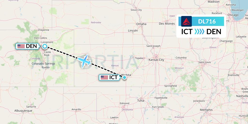DL716 Delta Air Lines Flight Map: Wichita to Denver