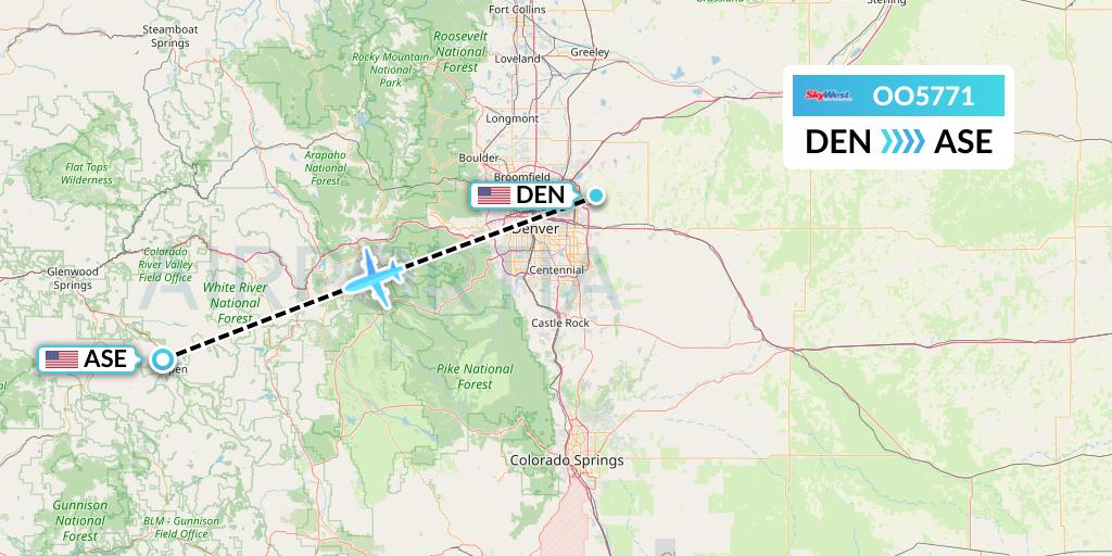 OO5771 SkyWest Airlines Flight Map: Denver to Aspen