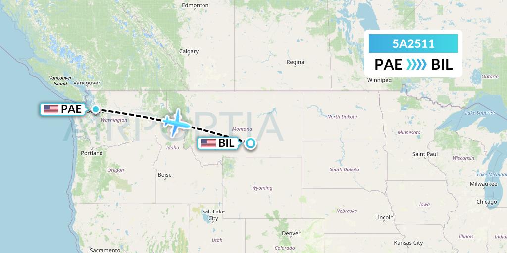 5A2511 Alpine Air Express Flight Map: Everett to Billings