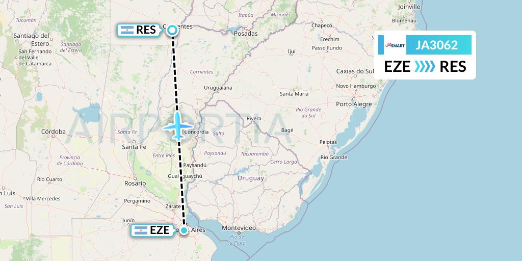 JA3062 JetSMART Flight Map: Buenos Aires to Resistencia