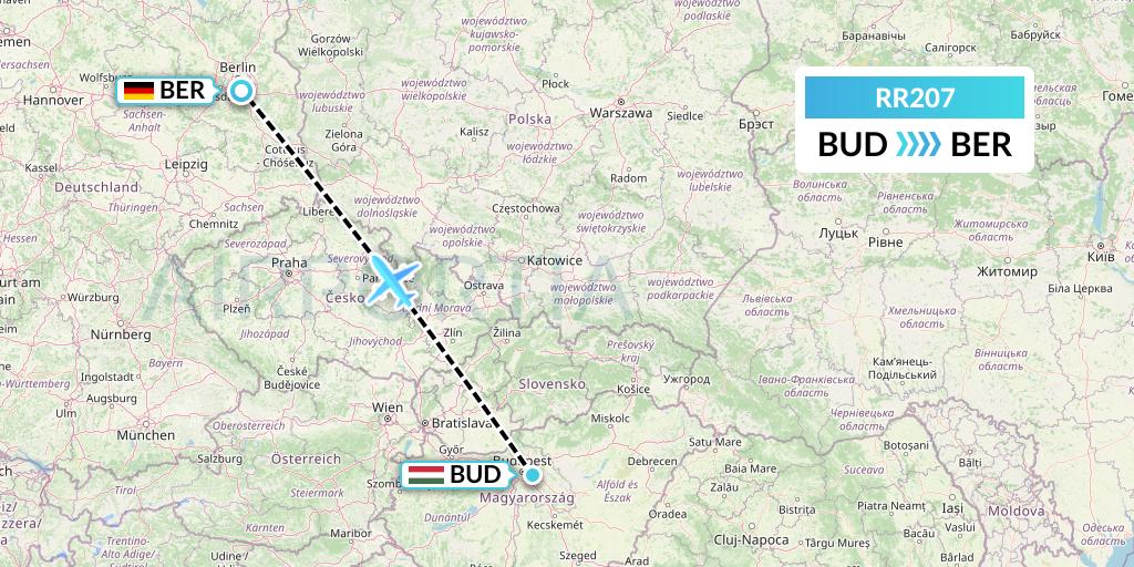 RR207 Royal Air Force Flight Map: Budapest to Berlin