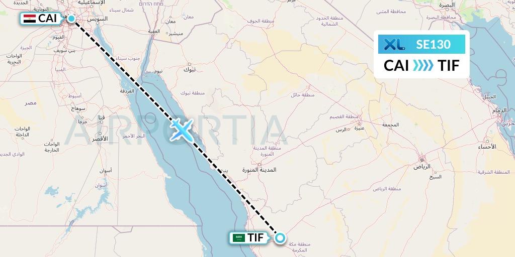 SE130 XL Airways France Flight Map: Cairo to Taif