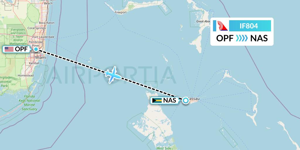 IF804 Fly Baghdad Flight Map: Miami to Nassau