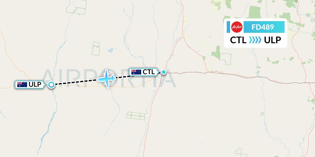 FD489 Thai AirAsia Flight Map: Charleville to Australia