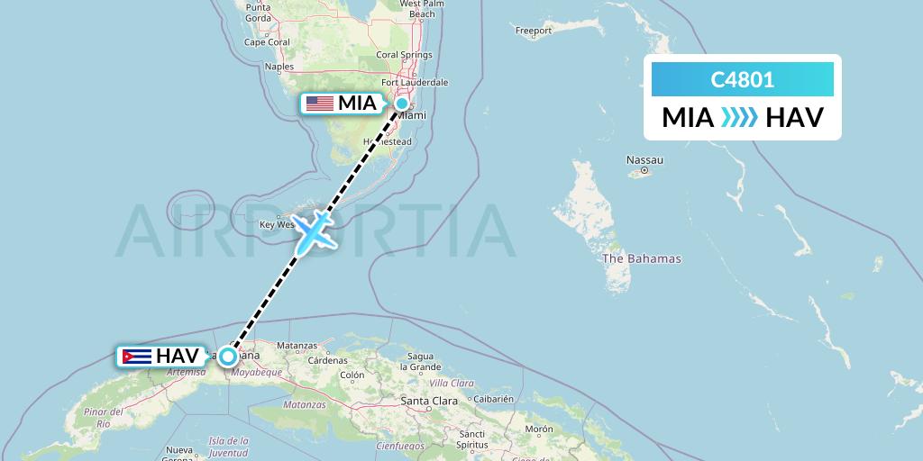 C4801 Click Airways Flight Map: Miami to Havana