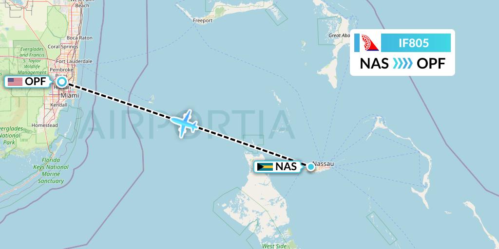 IF805 Fly Baghdad Flight Map: Nassau to Miami