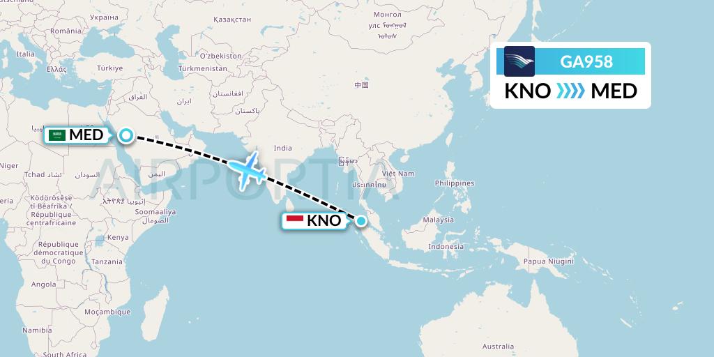 GA958 Garuda Indonesia Flight Map: Medan to Medina