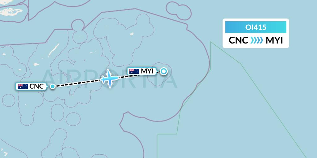 OI415 Hinterland Aviation Flight Map: Australia to Murray Island