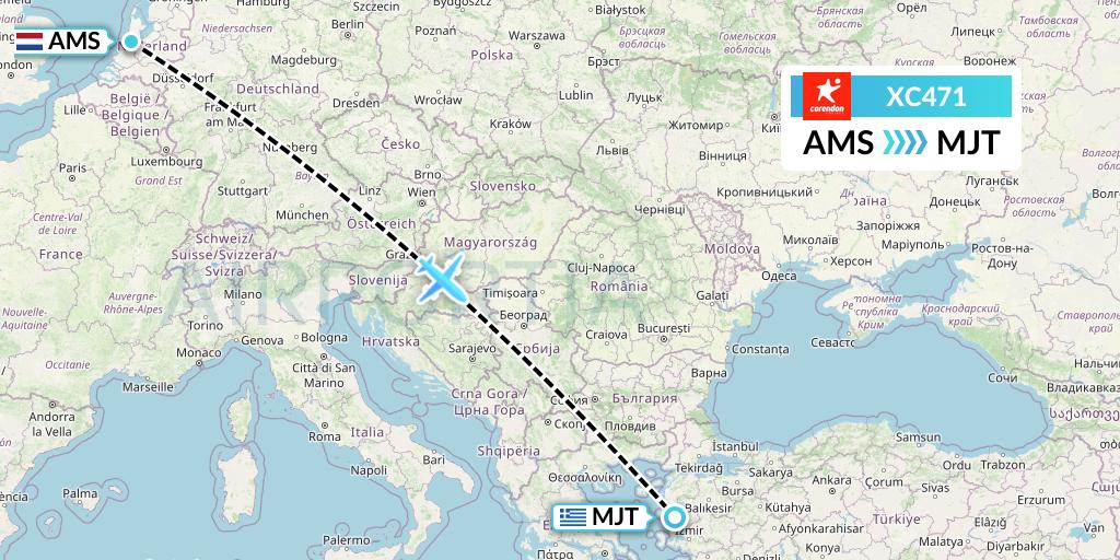 XC471 Corendon Airlines Flight Map: Amsterdam to Mytilene