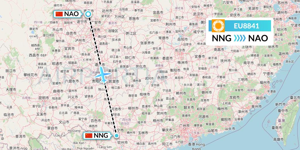 EU8841 Chengdu Airlines Flight Map: Nanning to Nanchong