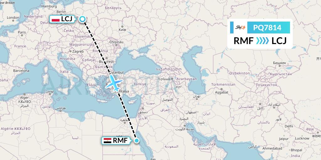 PQ7814 SkyUp Airlines Flight Map: Marsa Alam to Lodz