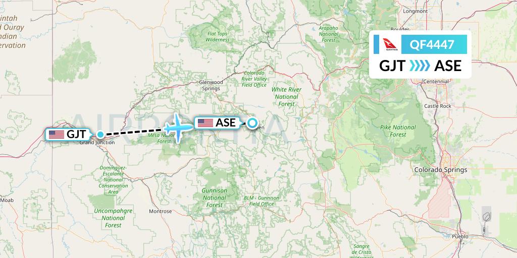 QF4447 Qantas Flight Map: Grand Junction to Aspen