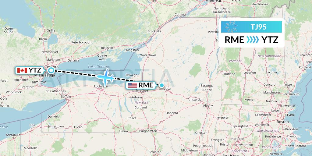 TJ95 Tradewind Aviation Flight Map: Rome to Toronto