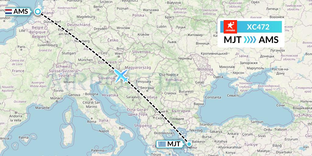 XC472 Corendon Airlines Flight Map: Mytilene to Amsterdam