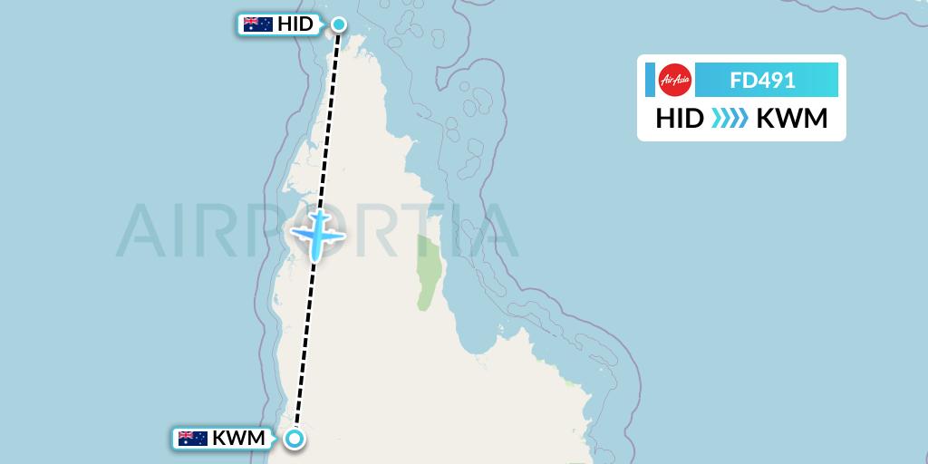 FD491 Thai AirAsia Flight Map: Horn Island to Kowanyama