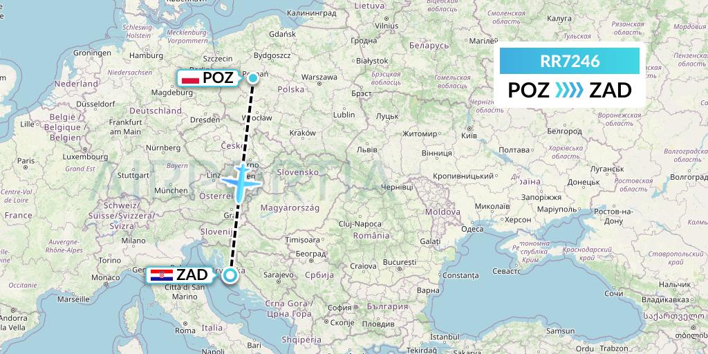 RR7246 Royal Air Force Flight Map: Poznan to Zadar