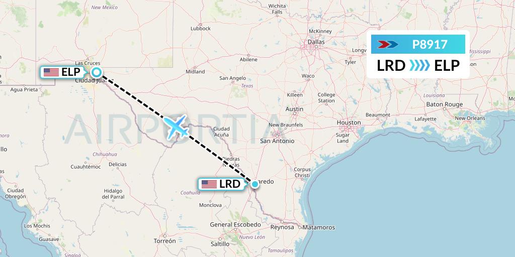 P8917 Sprint Air Flight Map: Laredo to El Paso