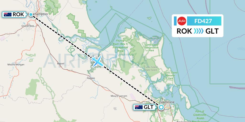 FD427 Thai AirAsia Flight Map: Rockhampton to Gladstone