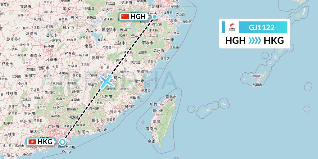 GJ1122 Loong Airlines Flight Map: Hangzhou to Hong Kong