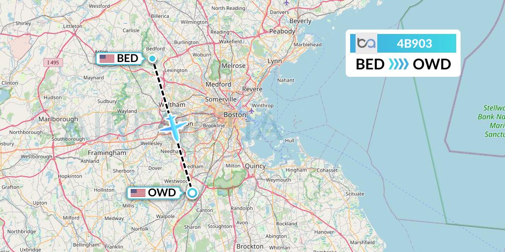 4B903 Boutique Air Flight Map: Bedford to Norwood