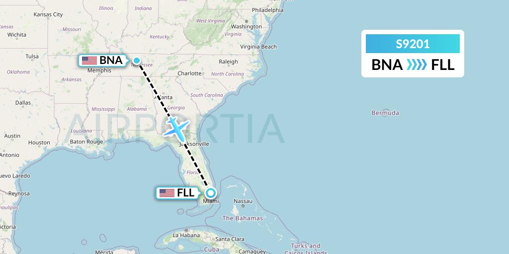 S9201 Flybig Flight Map: Nashville to Fort Lauderdale