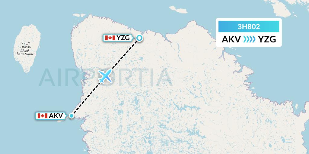 3H802 Air Inuit Flight Map: Akulivik to Salluit
