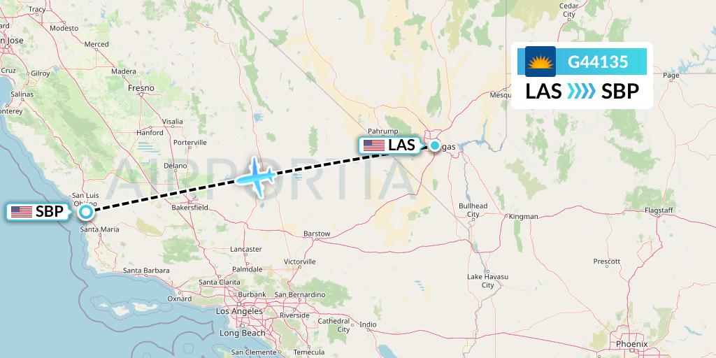 G44135 Allegiant Air Flight Map: Las Vegas to San Luis Obispo