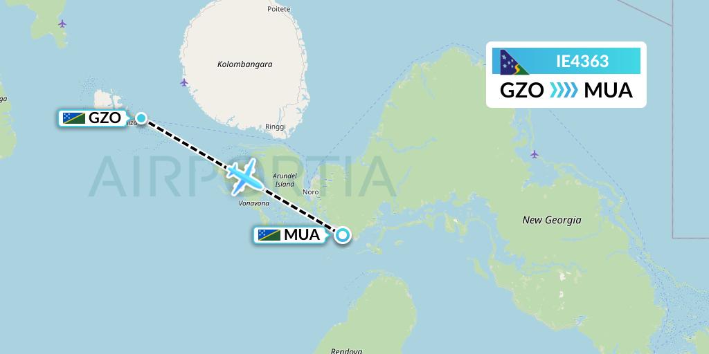 IE4363 Solomon Airlines Flight Map: Gizo to Solomon Islands