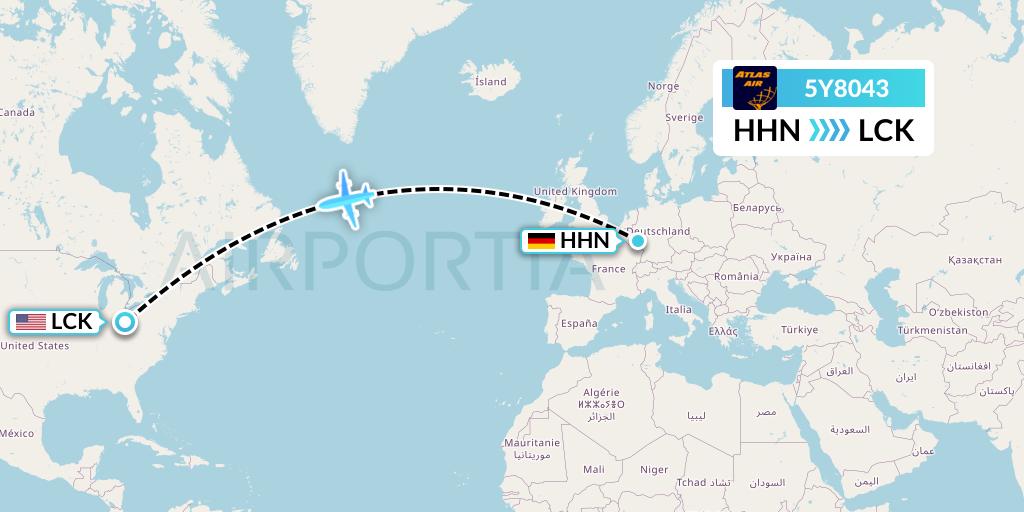 5Y8043 Atlas Air Flight Map: Hahn to Columbus