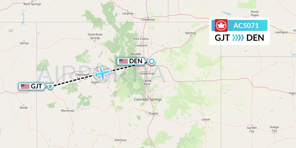 AC5071 Air Canada Flight Map: Grand Junction to Denver