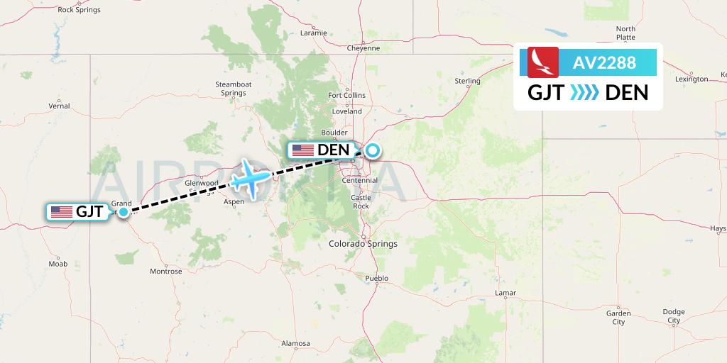 AV2288 Avianca Flight Map: Grand Junction to Denver