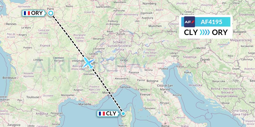 AF4195 Air France Flight Map: Calvi to Paris
