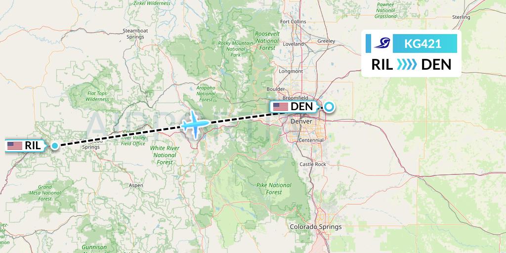 KG421 Key Lime Air Flight Map: Rifle to Denver