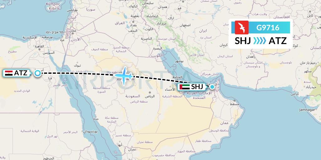 G9716 Air Arabia Flight Map: Sharjah to Assiut